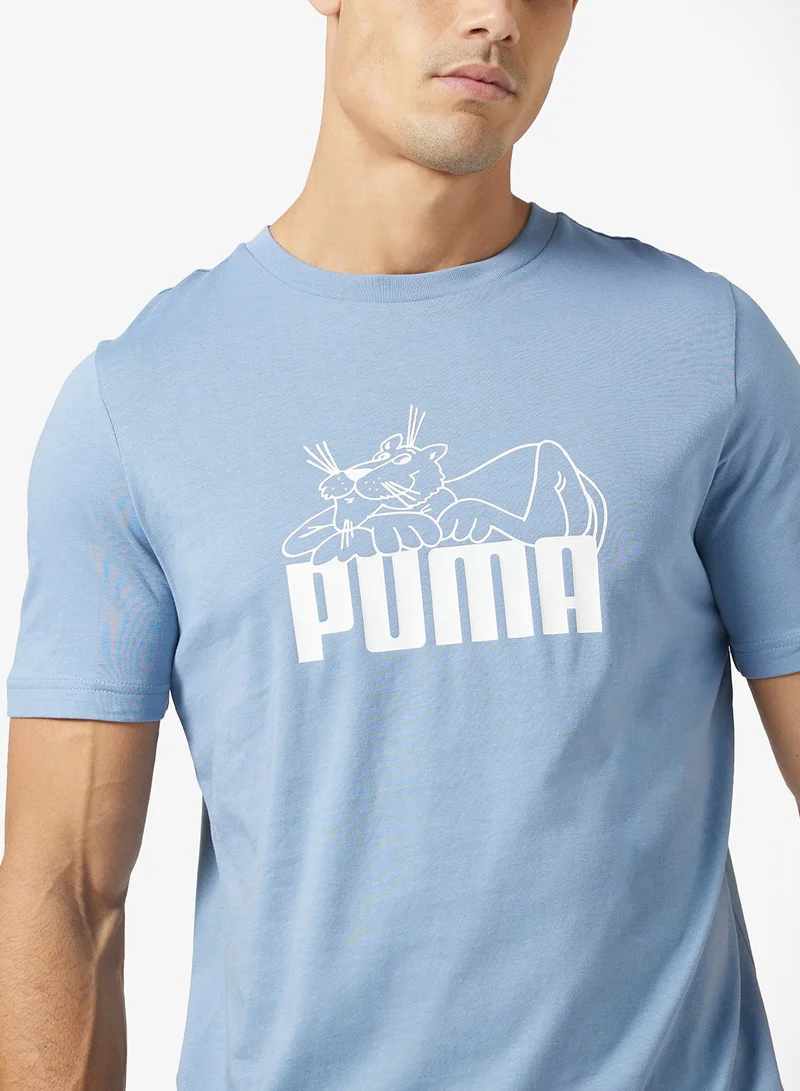 PUMA cool blue Graphic Super T-Shirt for Men | Best Price UAE