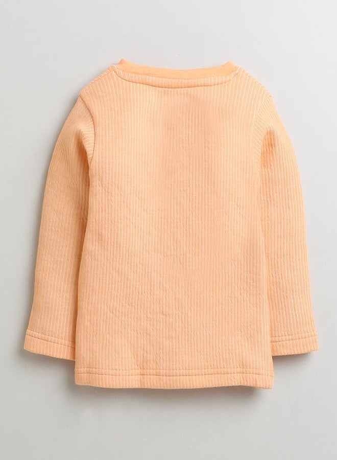 BUMZEE طقم ملابس داخلية قطنية حرارية بأكمام طويلة للبنات من بامزي، لون برتقالي، مكون من جابلا وبنطال رياضي، مناسب للأعمار من 3 إلى 6 أشهر (Peb9634C-org) - Image 3