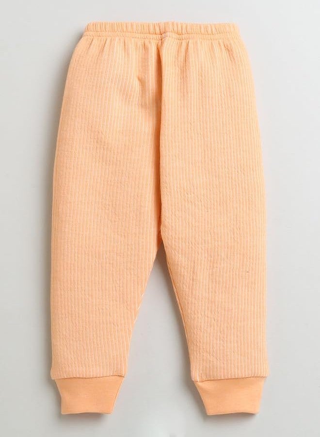 BUMZEE طقم ملابس داخلية قطنية حرارية بأكمام طويلة للبنات من بامزي، لون برتقالي، مكون من جابلا وبنطال رياضي، مناسب للأعمار من 3 إلى 6 أشهر (Peb9634C-org) - Image 5