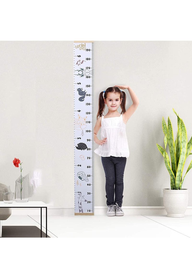 SOLARAE Baby Height Growth Chart Wall Hanging Measuring Ruler for Kids, Canvas and Wood Removable Wall Hanging Portable Baby Growth Chart for Baby, Children, Boys, Girls - Image 3