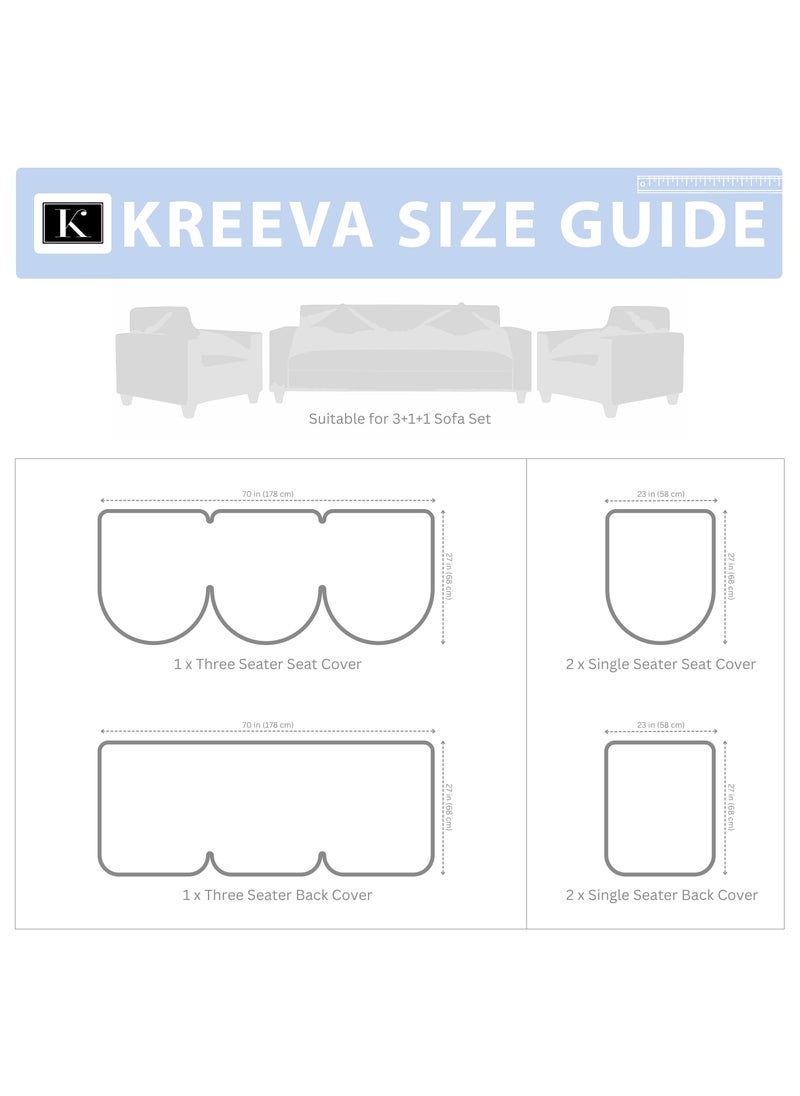KREEVA KREEVA Velvet Chenille Sofa Cover for 5 Seater 311 Sofa Shield Blue_1 6 Piece Set Sofa Slipcovers  - Image 5