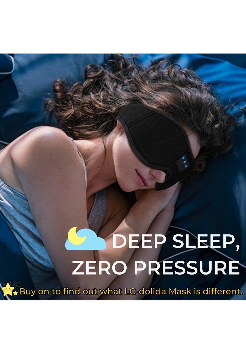 RATSAW Bluetooth Sleep Mask for Side Sleeper, 100% Blackout 10+ Hours Long Battery Life Eye Covers for Sleeping,Breathable Sleep Headphones Built-in Comfortable HD Speakers Sleep Aids for Adults  - Image 2