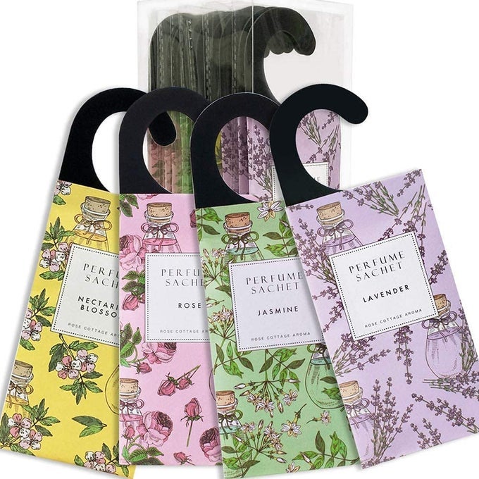 LARGE 12 PACKS CLOSET DEODORIZER FRESHENER CLOSET AIR FRESHENER HOME SCENTED SACHETS ROOM FRESHENER SCENTS AIR FRESHENER CLOSET ODOR ELIMINATOR 4 SCENTS FLORAL