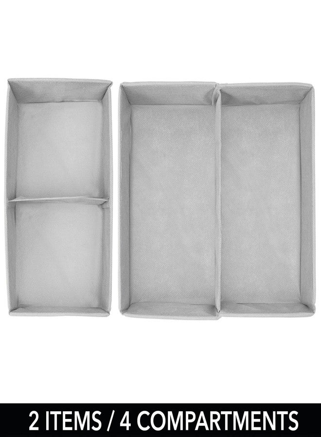 mDesign Fabric Drawer Organizer Bins, Kids/Baby Nursery Dresser, Closet, Shelf, Playroom Organization, Hold Clothes, Toys, Diapers, Bibs, Blankets, Set of 2, 4 Pack, Gray/White Polka Dot - Image 5