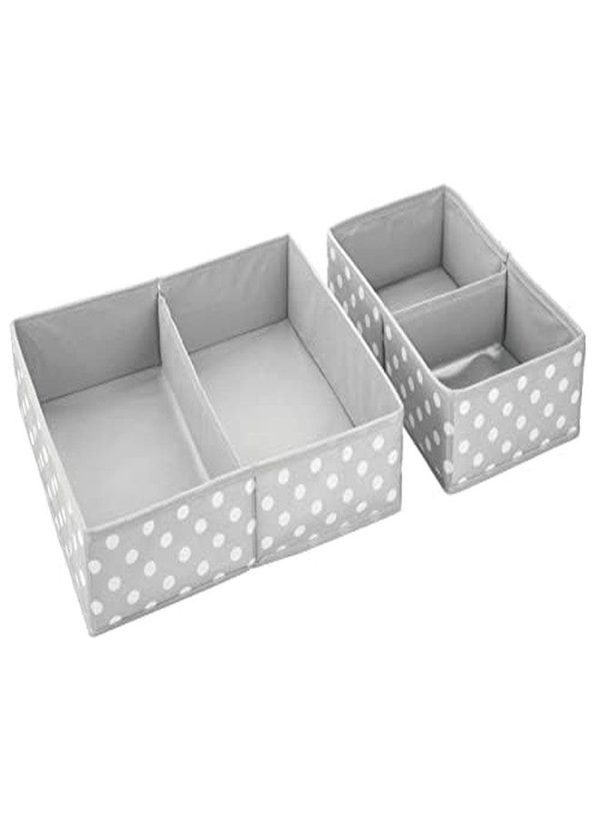 mDesign Fabric Drawer Organizer Bins, Kids/Baby Nursery Dresser, Closet, Shelf, Playroom Organization, Hold Clothes, Toys, Diapers, Bibs, Blankets, Set of 2, 4 Pack, Gray/White Polka Dot - Image 1