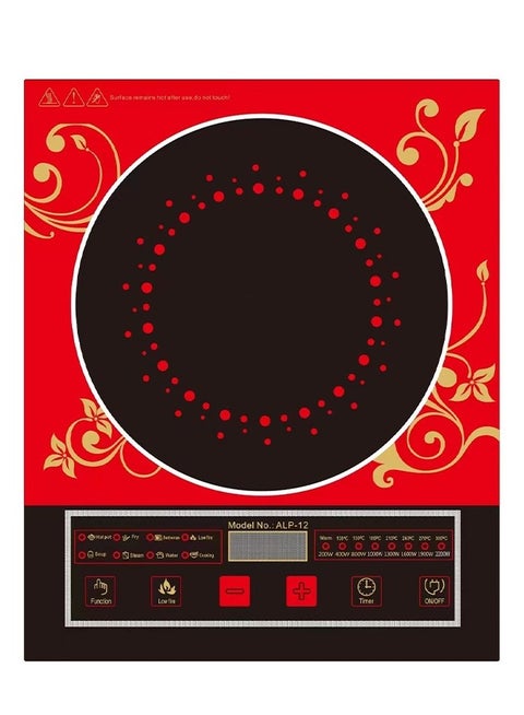 Induction Cooker Infrared Induction Cooker 2200W Only for magnetic cooking utensils，Touch Control,4 Digit LED Display Red and black