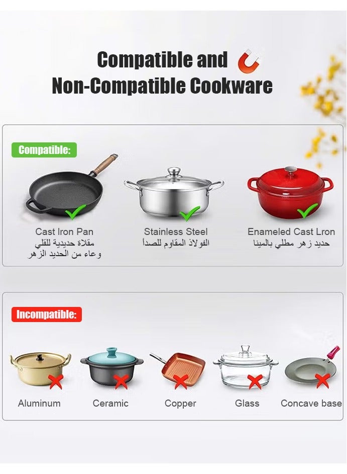 Induction Cooker Infrared Induction Cooker 2200W Only for magnetic cooking utensils，Touch Control,4 Digit LED Display Red and black