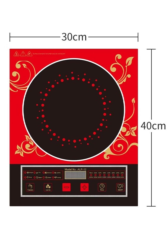 Induction Cooker Infrared Induction Cooker 2200W Only for magnetic cooking utensils，Touch Control,4 Digit LED Display Red and black