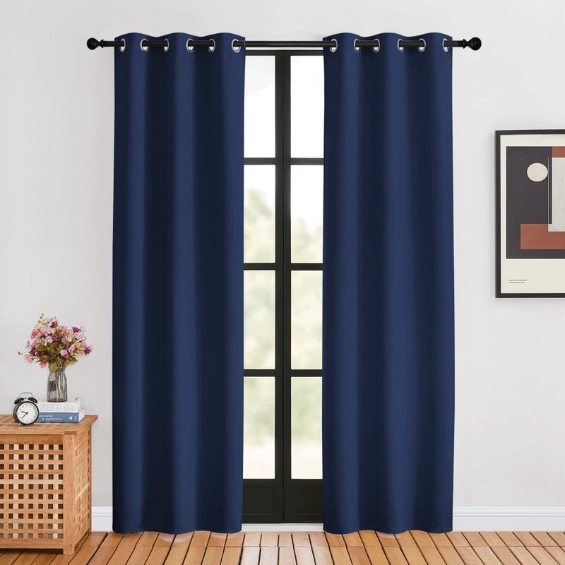 NICETOWN Navy Blackout Curtains for Living Room  2 Panels  W34 x L80  Window Treatment Energy Saving Thermal Insulated Room Darkening Solid Grommet Panels for Bedroom - Image 1