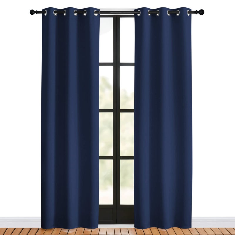 NICETOWN Navy Blackout Curtains for Living Room  2 Panels  W34 x L80  Window Treatment Energy Saving Thermal Insulated Room Darkening Solid Grommet Panels for Bedroom - Image 2