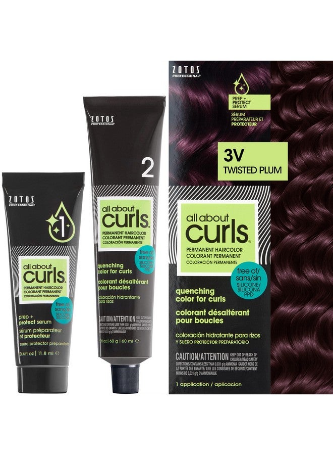 ALL ABOUT CURLS 3V Twisted Plum Permanent Hair Color (Prep + Protect Serum & Hair Dye For Curly Hair) 100% Grey Coverage Nourished & Radiant Curls - Image 1