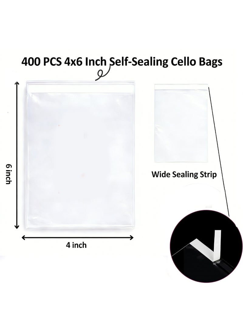 Bincoo 400-Pack Self-Adhesive Clear Plastic Cellophane Cookie Bags for Gift Giving, Candy and Bakery Pastry Packaging White Polka Dot, 4x6 IN - Image 4