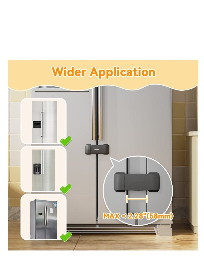 French Fridge Lock, Cabinet Cupboard Lock for Kids and Babies, Easy to Install, Freezer Lock Apply to Max 2.28"(58mm) Two Door Gap Distance, 1 Pcs, Black - Image 4