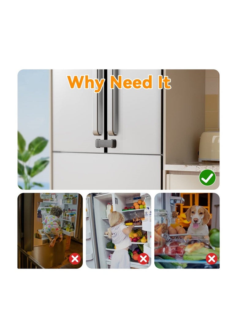 French Fridge Lock, Cabinet Cupboard Lock for Kids and Babies, Easy to Install, Freezer Lock Apply to Max 2.28"(58mm) Two Door Gap Distance, 1 Pcs, Black - Image 2
