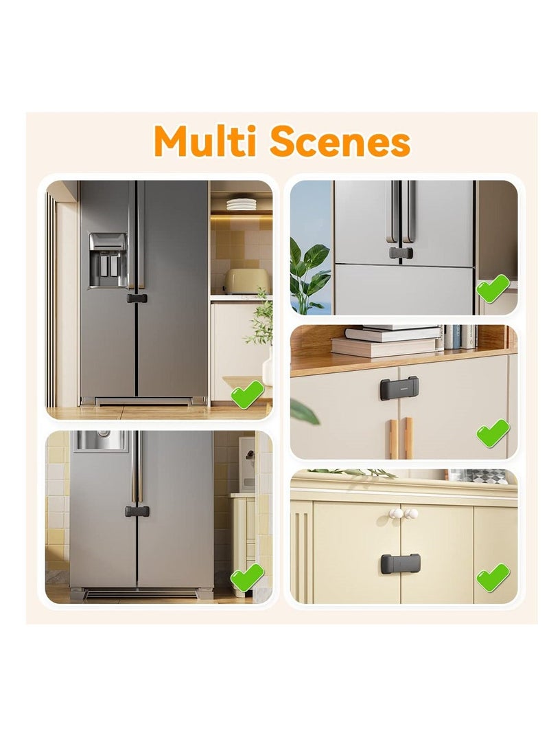 French Fridge Lock, Cabinet Cupboard Lock for Kids and Babies, Easy to Install, Freezer Lock Apply to Max 2.28"(58mm) Two Door Gap Distance, 1 Pcs, Black - Image 3