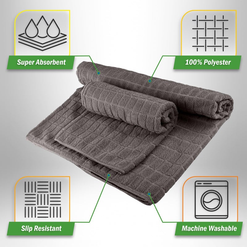 Wakeman Yoga Mat Towel and Gym Towel Set - 2-Piece Non Slip Set for Hot Yoga, Pilates, and Gym - 72â€ x 24â€ Sweat Absorbent and Quick Drying Blanket with Corner Pockets for Mats by Wakeman (Gray) - Image 5