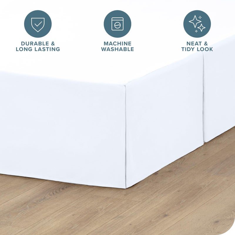 Bare Home Queen Bed Skirt - 15-Inch Tailored Drop Easy Fit - Bed Skirt for Beds - Center & Corner Pleats (Queen, White) - Image 2
