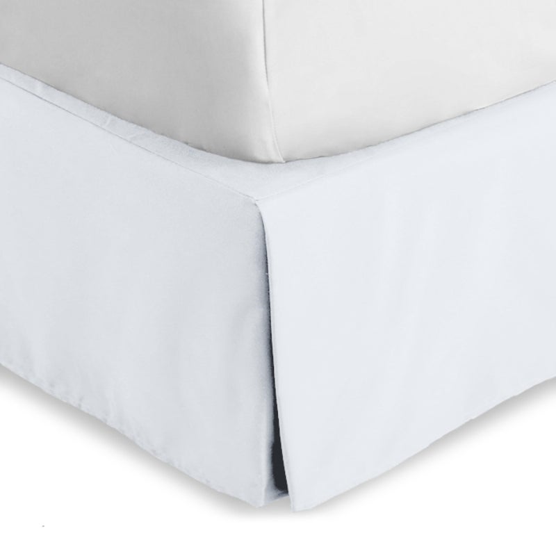 Bare Home Queen Bed Skirt - 15-Inch Tailored Drop Easy Fit - Bed Skirt for Beds - Center & Corner Pleats (Queen, White) - Image 1