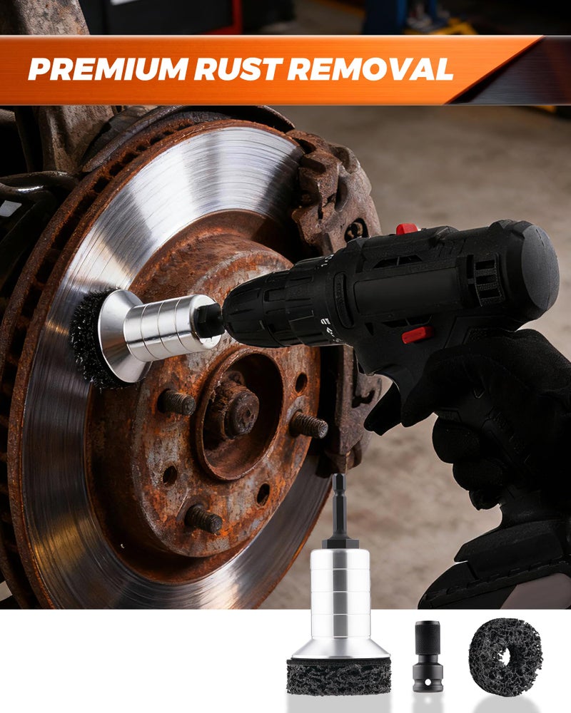 FAITIO Wheel Brake Hub Cleaning Disc,Cleaner Resurfacing Tool Metel Hub Drill Brush Attachments for Rust Remover Wheel Bolt Stud Cleaner Fits Power Drill or 1/2" Impact Driven Wrenches for Brake Rotors Hubs - Image 3