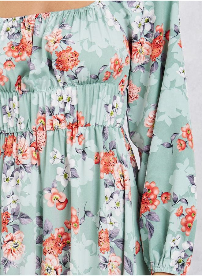 Styli - Floral Printed Tiered Midi Dress - Image 1