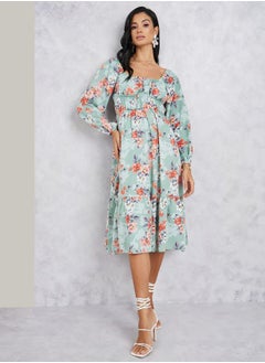 Floral Printed Tiered Midi Dress