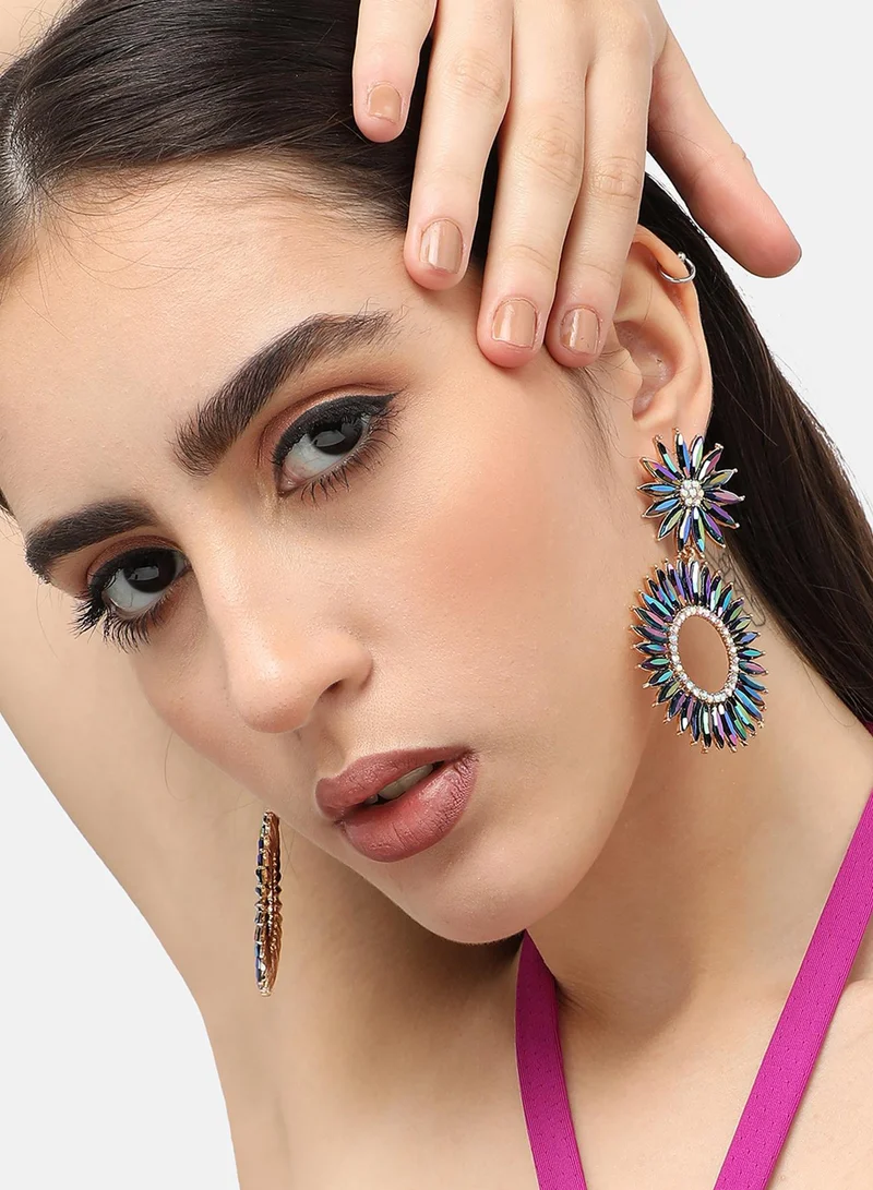 سوهي مطلية بالذهب مصمم الحجر انخفاض القرط الطرف