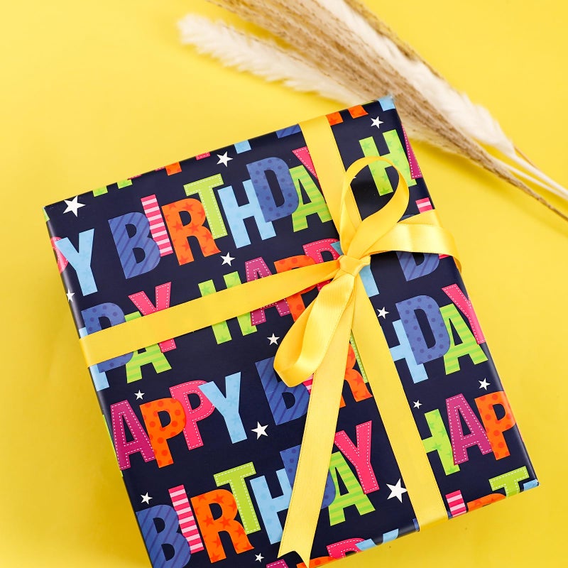 NESCCI Birthday Wrapping Paper,Birthday Gift Wrapping Paper,Wrapping Paper Roll-17 Inch X 32.8 Feet Per roll,Colorful Happy Birthdays Pattern For Boys Girls, Perfect For Birthdays Party, Baby Shower - Image 3
