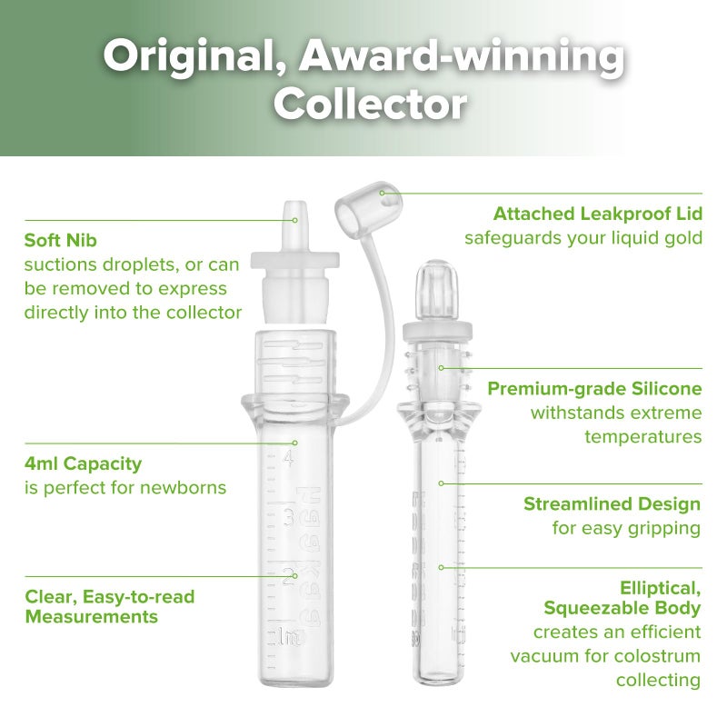 haakaa Colostrum Collector Kit Breast Milk Collector with Cotton Cloth Wipe and Storage Case, Ready-to-Use, Reusable, BPA Free, 4ml/6pcs - Image 4
