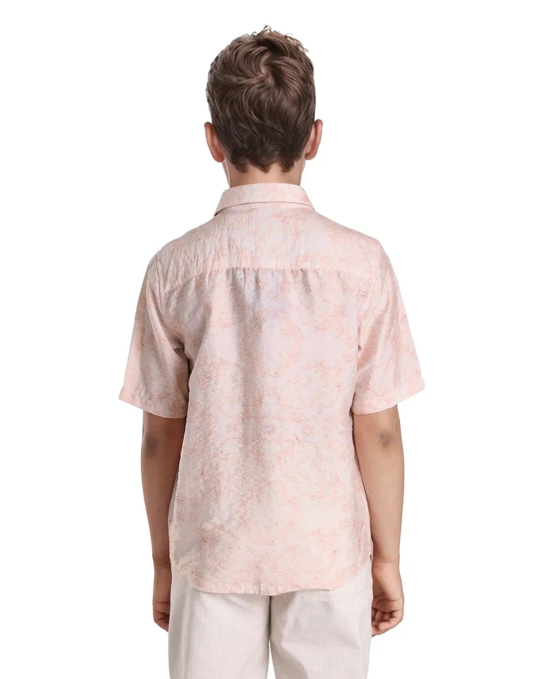 Rare Ones Rare Ones Kids Pel Dusky Pink Viscose Blend Printed Button Closure Regular Fit Shirt