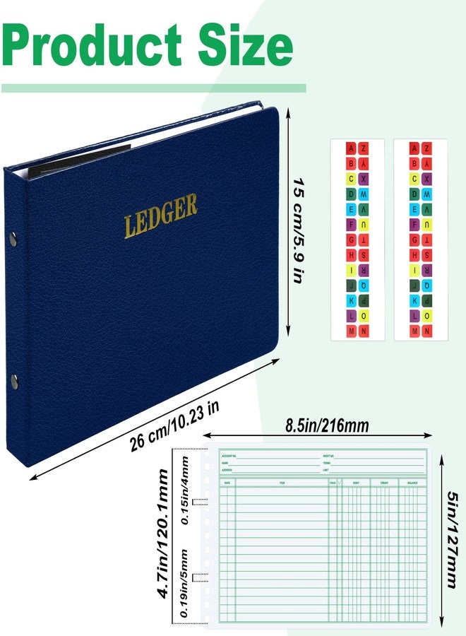Skyygemm Ring Ledger Binder with 200 Pcs 5"x8.5" Ledger Sheets Small Index Tabs for Bookkeeping Accounting Business with Debit Credit Balance Columns(Blue Cover, White Sheets) - Image 2