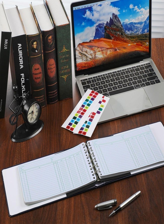 Skyygemm Ring Ledger Binder with 200 Pcs 5"x8.5" Ledger Sheets Small Index Tabs for Bookkeeping Accounting Business with Debit Credit Balance Columns(Blue Cover, White Sheets) - Image 3
