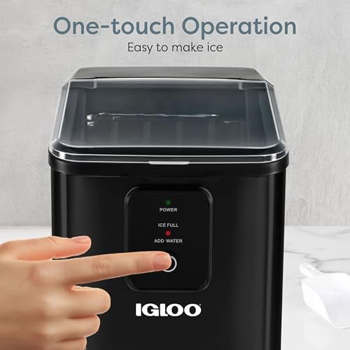 Igloo Self-Cleaning Countertop Ice Maker - Compact and Portable - Creates 26 lbs. Per Day, 8 Pieces Ready Every 7-8 Minutes - Includes Ice Scoop and Basket - Black - Image 4