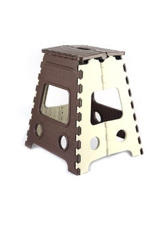 OLAHRAGA OLAHRAGA Plastic Non Slip Folding Stool 18 Height Holds Up To 95 Kg Great For Kitchen Bathroom Bedroom Kids Or Adults Brown 