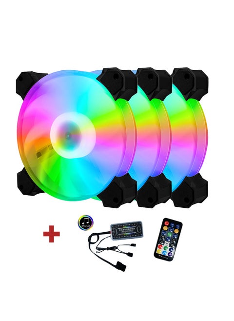 12CM RGB Arc Cooling Fan with Dynamic Light Effects3 arc RGB fans 1 set of music controller 3 arc RGB fans 1 set of music controller