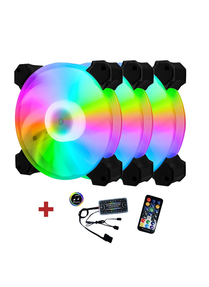 Generic 12CM RGB Arc Cooling Fan with Dynamic Light Effects3 arc RGB fans 1 set of music controller 3 arc RGB fans 1 set of music controller 