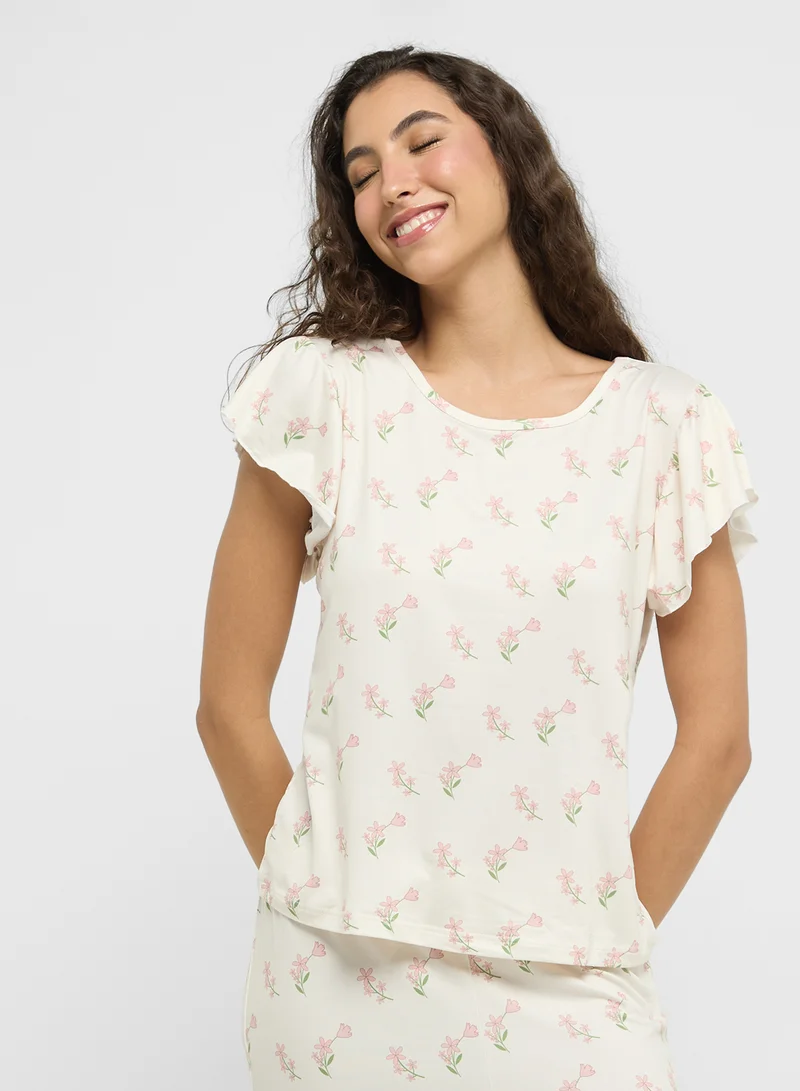 Ginger Floral T-Shirt & Pyjama Set