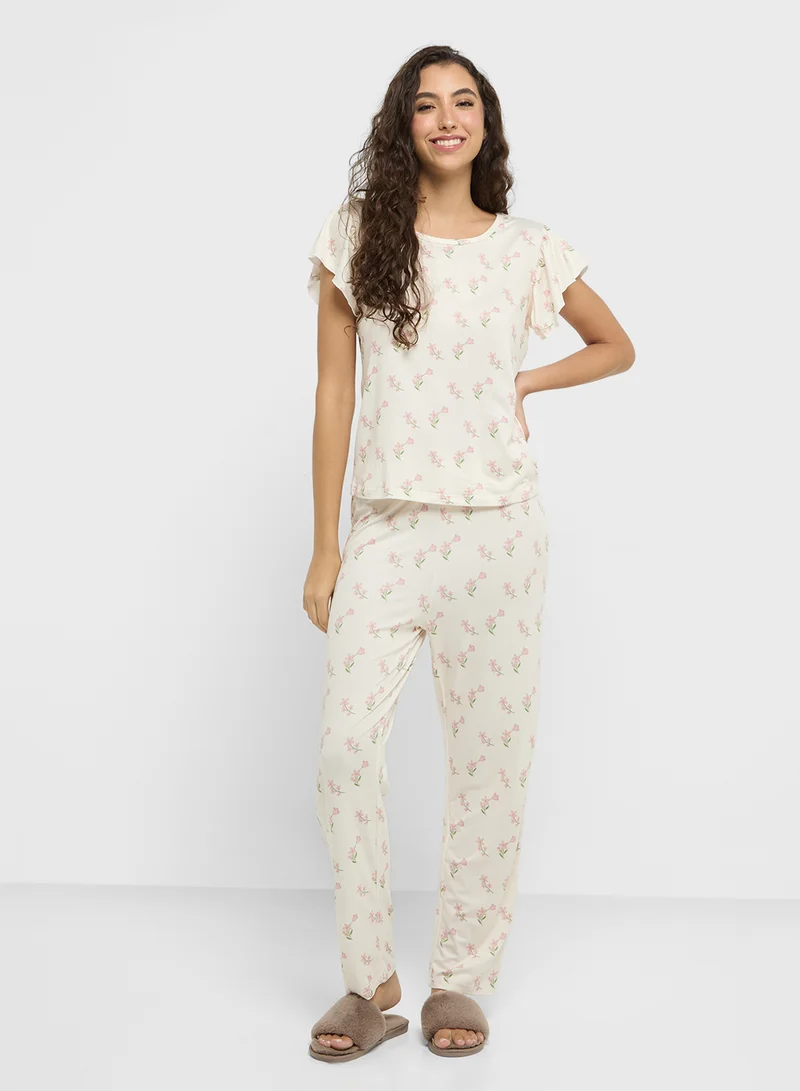 Ginger Floral T-Shirt & Pyjama Set