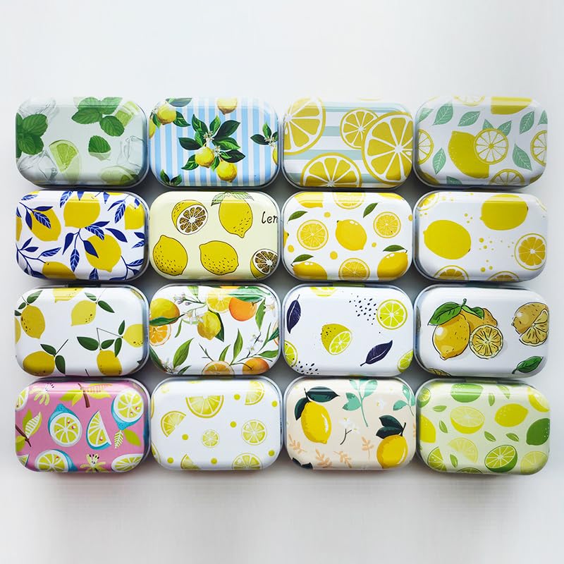 werdecade 8Pcs Mini Flower Tin Trinket Jewelry Organizer Storage Box Decorative Boxes Small Metal Tins with Hinged Lids Portable Box Containers Small Storage Kit (Lemon) - Image 5