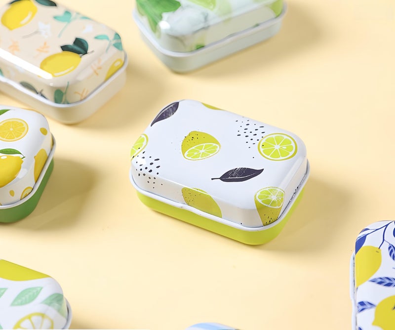 werdecade 8Pcs Mini Flower Tin Trinket Jewelry Organizer Storage Box Decorative Boxes Small Metal Tins with Hinged Lids Portable Box Containers Small Storage Kit (Lemon) - Image 4