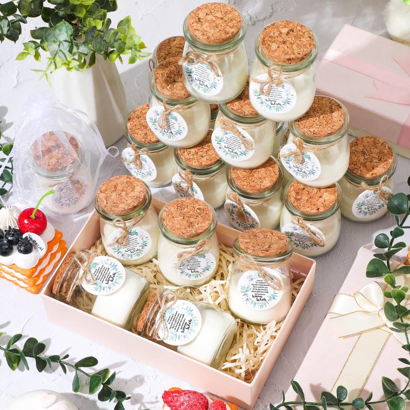 Threlaco 20 Pcs Leaf Baby Shower Favors Party Candle Lavender Scented Glass Mason Jar Wax Candle Bulk for Guests Girl Boy Gender Reveal Party Gifts(Green) - Image 4