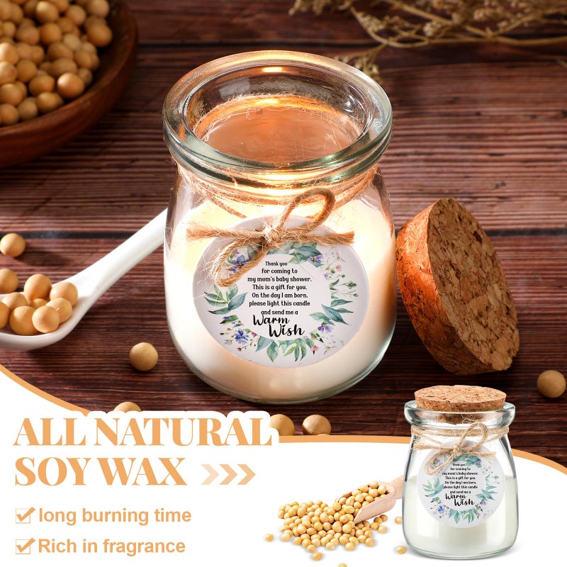Threlaco 20 Pcs Leaf Baby Shower Favors Party Candle Lavender Scented Glass Mason Jar Wax Candle Bulk for Guests Girl Boy Gender Reveal Party Gifts(Green) - Image 3