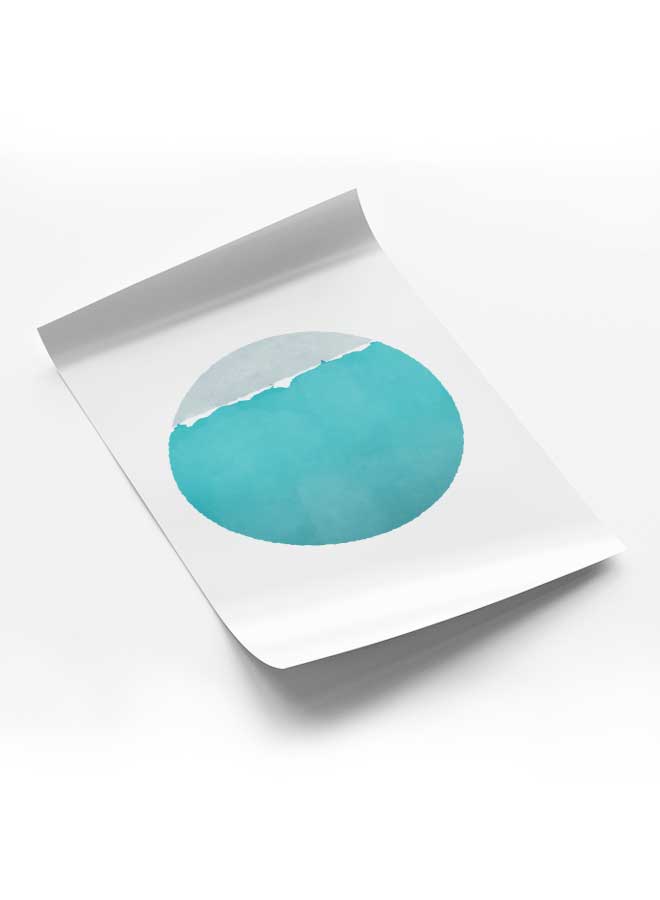 LOWHA Poster Painting Art With Four Separate Pieces Of Double-Sided Stickers Abstract Hand Painted Circle Blue & Grey For Home Bedroom Living Room And Office Decor - Image 1