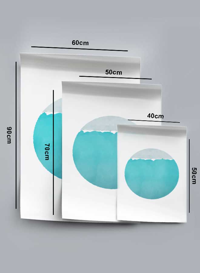 LOWHA Poster Painting Art With Four Separate Pieces Of Double-Sided Stickers Abstract Hand Painted Circle Blue & Grey For Home Bedroom Living Room And Office Decor - Image 4