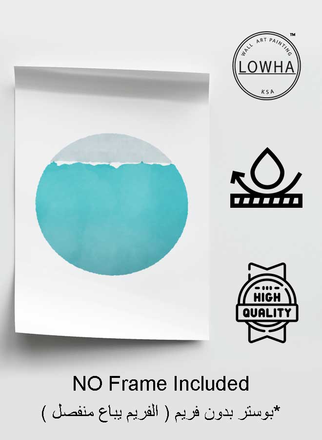 LOWHA Poster Painting Art With Four Separate Pieces Of Double-Sided Stickers Abstract Hand Painted Circle Blue & Grey For Home Bedroom Living Room And Office Decor - Image 3