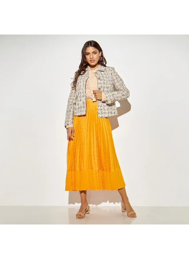 Iconic Iconic Checked Jacket with Flap Pockets and Long Sleeves