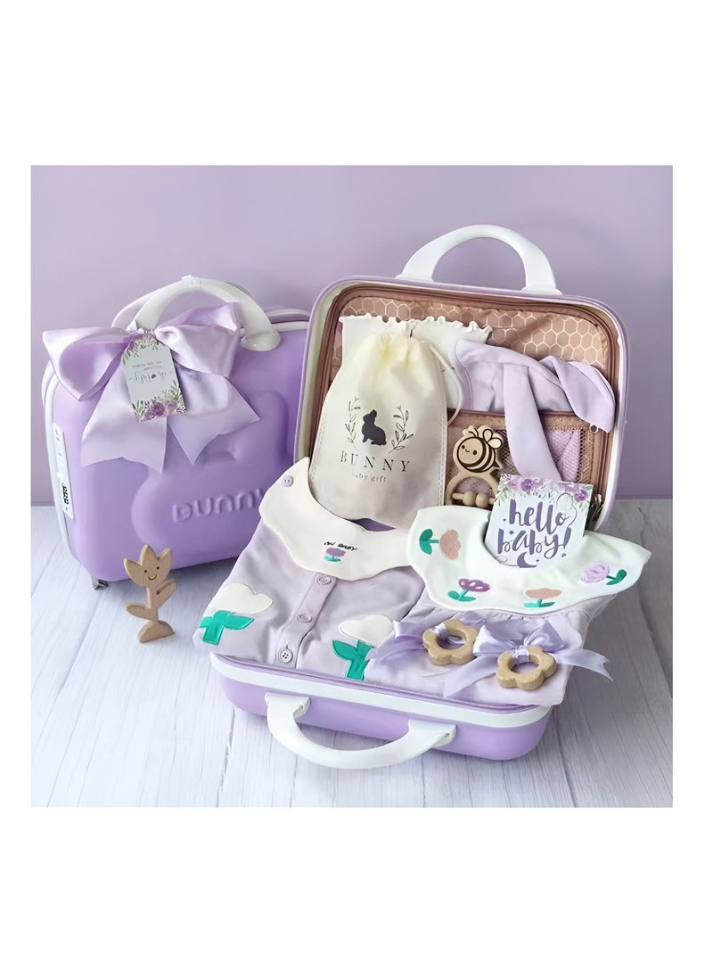 Adorable Premium Bunny Themed Newborn Baby Gift Set With Toys and Rompers for Boys and Girls 12 in 1 - Image 1
