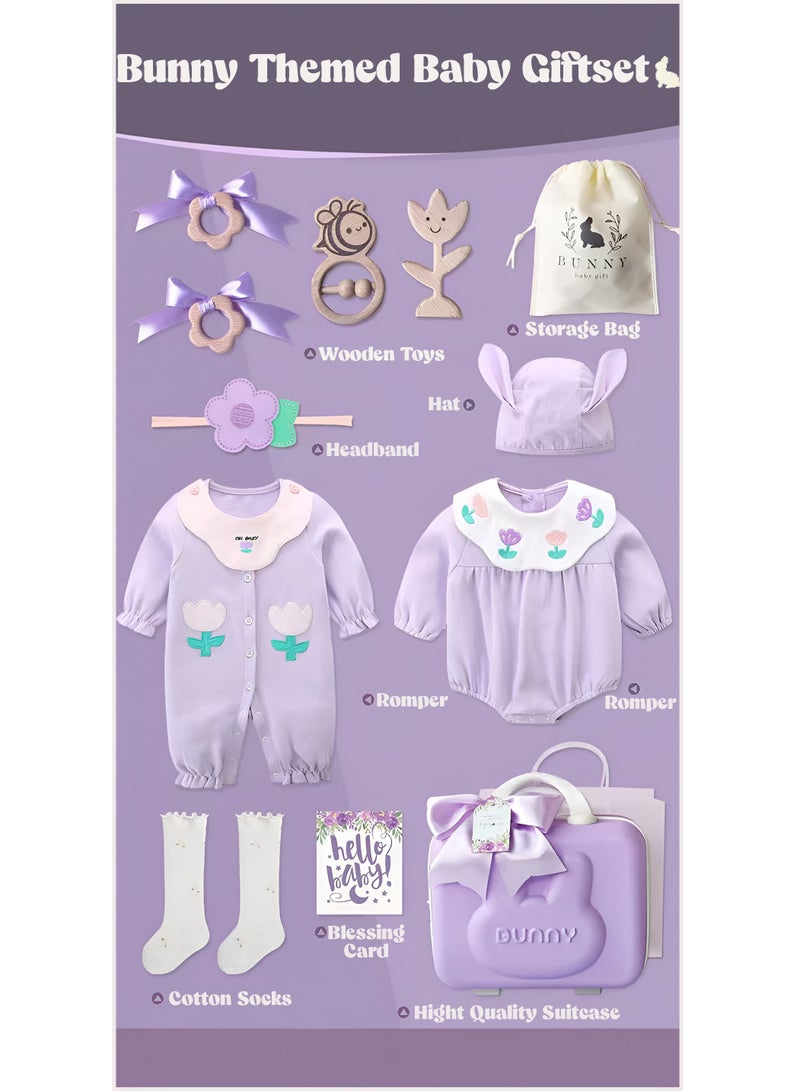 Adorable Premium Bunny Themed Newborn Baby Gift Set With Toys and Rompers for Boys and Girls 12 in 1 - Image 3