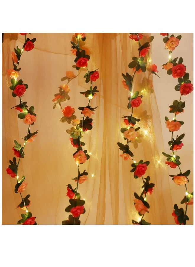 Generic Battery Powered Rose Fairy String Lights for Wedding and Home Decor, 50 LED Artificial Flower Garland, 2 Pack  - Image 1