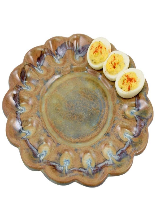 Modern Artisans Tuscan Farmhouse Collection: Stoneware Pottery Deviled Egg Platter, 9.75", American Made - Image 1