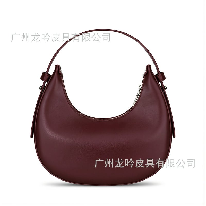 Women Hobo Crescent Leather Handbag Purse Smooth Large Capacity Casual Daily Top Handle Bag - Image 2